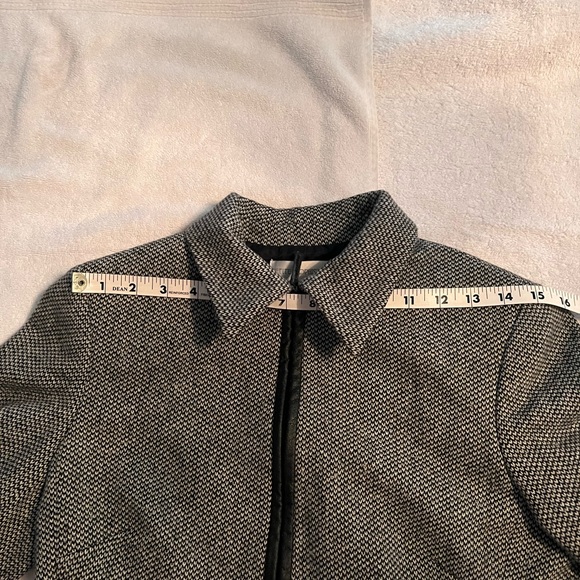 Petite Sophisticate Herringbone Jacket with Faux Leather Trim - Size 4P - Picture 7 of 9